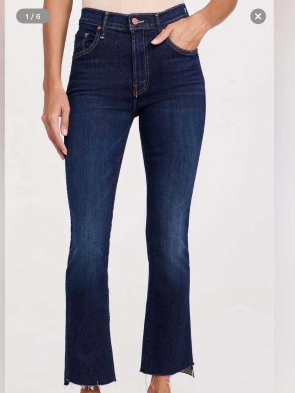 MOTHER Jeans Insider Crop Step Fray in Tongue & Chic 25 GUC Dark Wash Raw Hem